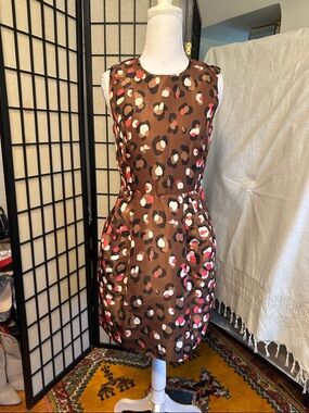 RED Valentino Brown Leopard-Print Faille Dress